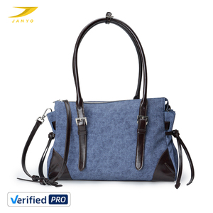 Borse a Spalla JANYO Personalizzate in Denim e Pelle Bicolore per Donne, <span class=keywords><strong>Stile</strong></span> Casual con Cinghie Regolabili per Viaggi - Product Image 1