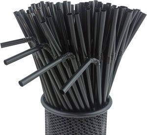 Disposable Wholesale Eco-Friendly PLA Black Custom Recyclable Bar Accessories Camping <b>Drinking</b> Plastic <b>Straws</b> - Product Image 1