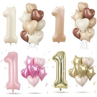 Ensemble de ballons en feuille d'aluminium pour la première fête d'anniversaire, couleur crème blanche, 40 pouces, grand, 5 pièces, gonflables à l'hélium, décorations