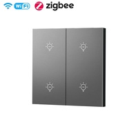 Interruptor de Luz Inteligente LAPU Negro, Blanco, Gris, Dorado, Neutro, Compatible con Tuya Zigbee, Botón de Presión para PC, Interruptor de Pared de 3 Vías, Funciona con APP