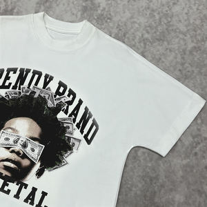 Design de mode Boxy col rond t-shirts personnalisé personnalisé Streetwear graphique T-shirt surdimensionné coton recadrée t-shirt pour hommes - Product Image 4