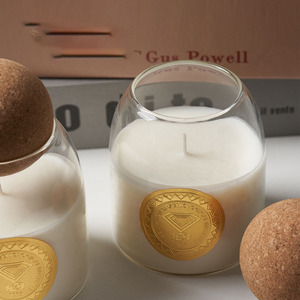 Étiquettes personnalisées 500ml 800ml 1200ml pour Noël, contenants pour la fabrication de bougies, pot en verre borosilicate avec couvercles en <span class=keywords><strong>liège</strong></span> en forme de boule - Product Image 5