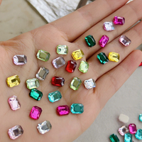 Strass rectangulaires octogonaux pour nail art, de haute qualité, 6*8, motif Mahjong, blanc, bleu lac, à fond plat, pour DIY