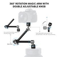 Bras articulé réglable de 11 pouces à friction et pince super robuste, compatible avec les filetages 1/4 " et 3/8 ", pour appareil photo reflex numérique, éclairages LED