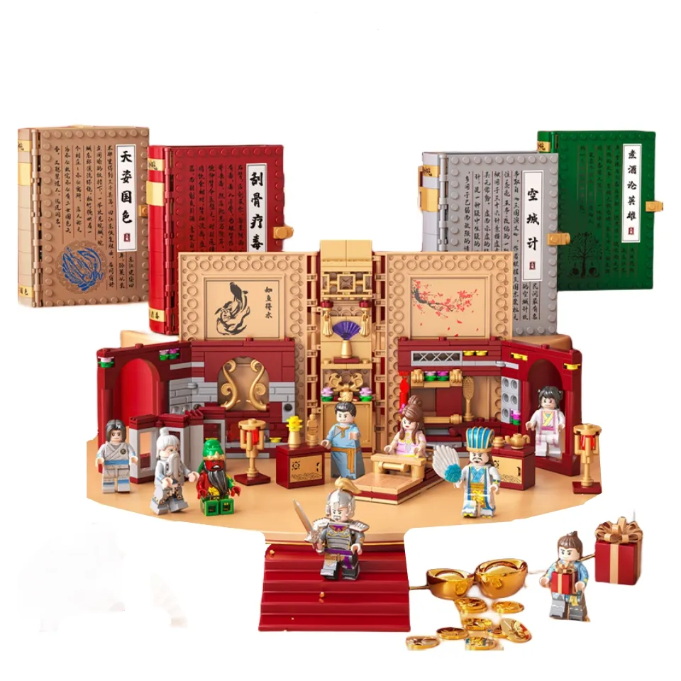 Libro de los Tres Reinos de Zhuge Liang Lu Bu, decoración de bloques de construcción, juguete de plástico para regalo para niños y niñas