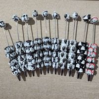 Stylos à bille robustes sur le thème d'Halloween en pâte polymère perlée, DIY, avec mini-breloques en strass et perles focales en PVC, style dessin animé