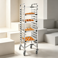 Aanpasbare 15-Tiers Dubbele Pan Roestvrij Staal 1/1 Gn Pan Trolley Groothandel Voedselbak Rek Trolley Voor Hotel En Restaurant