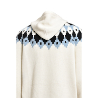 Cardigan en tricot à carreaux bleus personnalisé pour la vente en gros, veste à capuche, haut en tricot Fair Isle unisexe en coton, pull pour femme