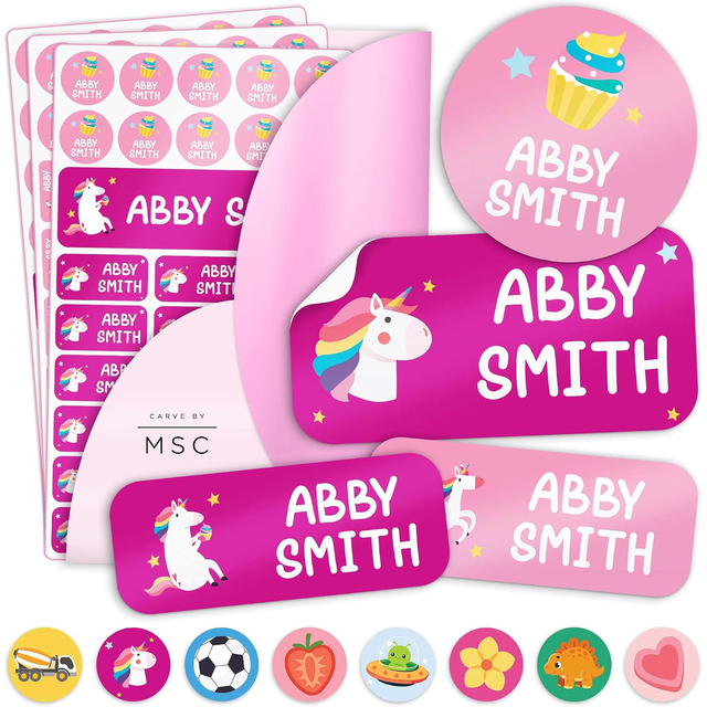 Personalized Daycare Name Labels for Kids, 148 Pack Waterproof Custom Name Stickers for Clothing Tags and School Supplies