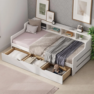 Customized Modern European Solid Wood White Children's <strong>Day</strong> <strong>Bed</strong> Frame <strong>with</strong> 3 <strong>Drawers</strong> for Kids Bedroom Furniture Hotel Apartment - Product Image 2