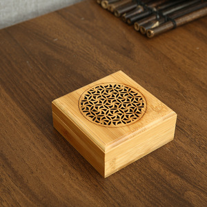 Caja quemadora de incienso de bambú, 9,5x9,5x4,5 cm, estilo Zen, hueca, para uso aromático con madera de agar. - Product Image 2