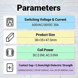 <span class=keywords><strong>735H</strong></span> รีเลย์อุตสาหกรรม LCINMG-A12-2C 600VAC 30A/28VDC โลหะผสม AG หน้าสัมผัสสำหรับอุตสาหกรรมอัตโนมัติอุตสาหกรรมปิโตรเคมี - Product Image 2