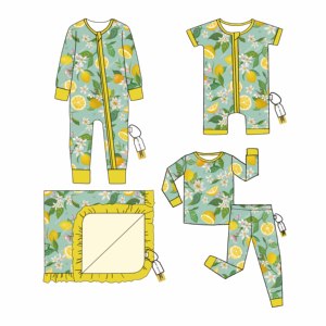 Meilleures ventes Automne/Hiver Combinaison bébé en bambou à manches longues et imprimé fruits, durable et extensible, pour usage quotidien - Product Image 2