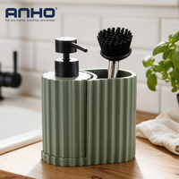 Distributeur de savon en polyrésine avec pompe, flacon de savon liquide rechargeable pour évier de cuisine et lavage des mains dans la salle de bain, manuel