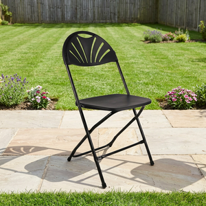 Chaise pliante moderne, durable, confortable, légère et portable en plastique noir pour l'extérieur, idéale pour villa, ferme, atelier - Product Image 1