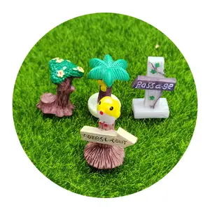 DIY Resin Tree Branch Road Sign Mini Crafts Miniatures Fairy Garden Ornaments Bonsai Micro Landscape Garden Decoration
