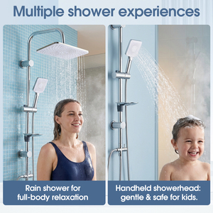 Fabricants d'accessoires de salle de bain OEM/ODM – <span class=keywords><strong>Kit</strong></span> de <span class=keywords><strong>douche</strong></span> surélevé en acier inoxydable brossé avec pommeau de <span class=keywords><strong>douche</strong></span> et flexible - Product Image 5