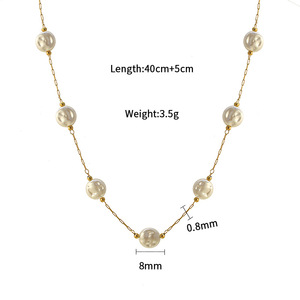Stainless Steel Pearl Bead Necklace And <b>Bracelet</b> <b>Set</b> Multi Layered Elegant Party Jewelry Fashion Accessory - Product Image 4