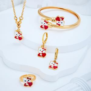 Love Cat 5 pezzi moda carino <span class=keywords><strong>Hello</strong></span> <span class=keywords><strong>Kitty</strong></span> collana anello di alto senso tutto orecchini braccialetto - Product Image 5