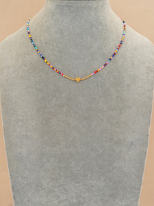 Collana Estiva Bohemien Colorata Fatta a Mano con Perline e Ciondolo a Cuore Dorato, Girocollo da Donna, <span class=keywords><strong>Gioielli</strong></span> Impilabili - Product Image 2