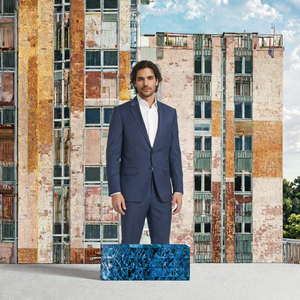Últimos Trajes de Novio Bridalaffair, Esmoquin Azul con Solapa, Trajes de Negocios para Hombre con Cuello en V, Corte Entallado, 3 Piezas (Chaqueta+Pantalones+Chaleco), Tallas Grandes - Product Image 3