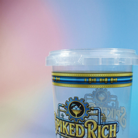 Conteneur jetable en plastique PP transparent de qualité alimentaire avec logo imprimé personnalisé pour la crème glacée, le yaourt, le pudding avec couvercle transparent