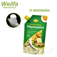Sachet Doypack OEM d'usine 250g avec bec verseur pour sauces liquides, qualité alimentaire, en Mylar et feuille d'aluminium, pour recharge de mayonnaise et vinaigrette