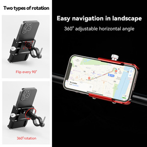 Support de téléphone en alliage d'aluminium Yueli pour guidon de vélo, réglable à 360 degrés pour la navigation - Product Image 1