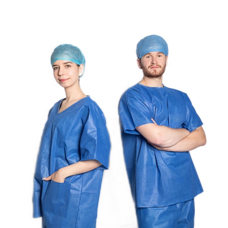 2024 medico Non tessuto usa e getta Scrub Unisex Set uniforme da ospedale con maniche corte vestito uniforme per medico infermiere