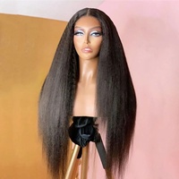 Perruque Lace Frontale Raide Crépu 4C Baby Hair Transparente 13x4 Frisée Crépue Pré-Épilée Yaki Brésilienne 360 avec Closure