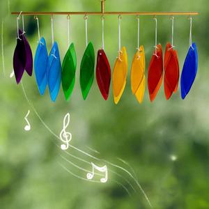Offre Spéciale fait à la main extérieur jardin suspendu décoration vitrail feuille carillons éoliens verre Furin carillon éolien - Product Image 3