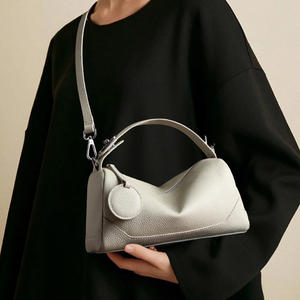 TOGO Pattern Top Layer <b>Leather</b> Women's <b>Bag</b> Fashion <b>Genuine</b> <b>Leather</b> Trendy Boston Style Handbag Versatile Cross Body <b>Bag</b> - Product Image 2