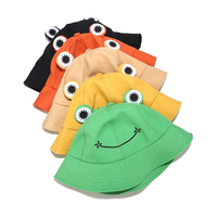 Chapeau de pêcheur avec oreilles et grenouille Chapeau de pêcheur Panama Dessin animé pour enfant Parents Chapeau de plage de randonnée en plein air Animal mignon drôle