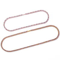 Collier tennis rose en strass 5 mm en alliage de zinc, chaîne simple rangée, finition or rose pour les vendeurs de boutiques, fourniture OEM personnalisée, cadeau