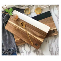 Planche à fromage créative en bois d'acacia et marbre Planche à découper durable avec logo personnalisé en forme de rectangle
