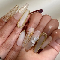 VENTES CHAUDES JUANLUAN Ongles à presser de luxe personnalisés, en acrylique 3D épais, couvrance totale, forme cercueil française longue et circulaire, avec strass, faits à la main, CE