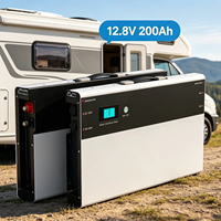 Paket Baterai LiFePO4 12V 200Ah Siklus Panjang, Pemasangan Dinding Profil Rendah, Pengoptimalan Ruang Penyimpanan untuk RV, Camper, dan Perjalanan Luar Ruangan