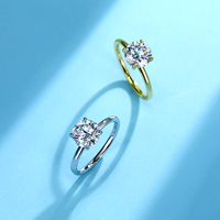 2,0 CTW Luxuriöser Runder Brillantschliff Solitär Moissanit Verlobungsring S925 Sterling Silber Feiner Schmuck