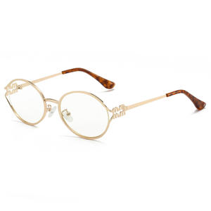 Gafas Metálicas Estilo Miu con Marco Ovalado para Mujer, Anti Luz Azul, con Lentes Graduadas, Origen Taizhou - Product Image 4