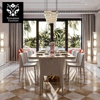 Table à manger en marbre de luxe, table rectangulaire moderne, base en acier inoxydable doré, table à manger en marbre contemporaine sur mesure, design contemporain
