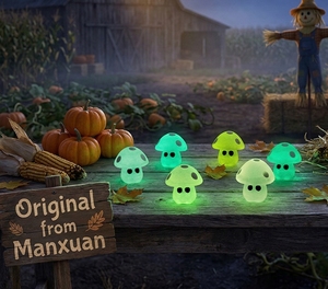 Sculpture de champignon translucide lumineuse Huacui Cottagecore peinte à la main en gros avec résine aquascape pour poissons d'Halloween - Product Image 3