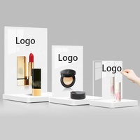 Support de présentation en acrylique transparent personnalisé pour produits de soin et maquillage, présentoir cosmétique et de parfum en acrylique transparent pour magasin de beauté