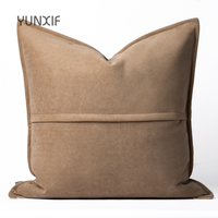 Housse de coussin anti-statique, résistante aux taches, lavable, portable, de style minimaliste japonais, couleur unie, texture marron élégante