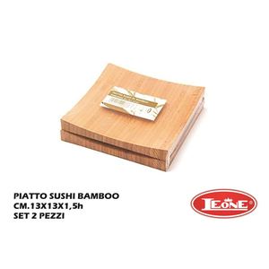 Juego de 2 Platos de Bambú para Sushi PIATTO, 13x13x1.7h, Ecológicos y Elegantes - Product Image 1
