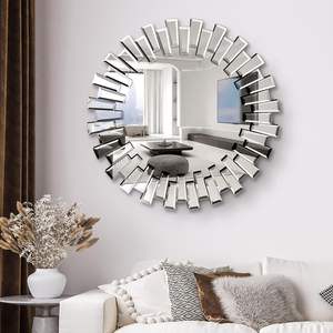 Miroir Mural Rond Décoratif Vintage en Bois Doré 3D de Luxe pour Salon, Salle à Manger et Maison - Vente en Gros - Product Image 2