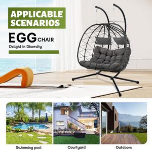 Silla Colgante Doble Danlong con Estructura Metálica, Cojín Impermeable, Diseño Moderno, Construcción Resistente, Asiento para 2 Personas, para Exteriores - Product Image 6