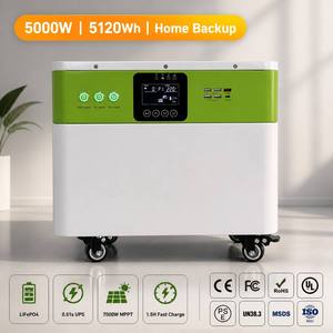 สถานีพลังงานสำรองแบบพกพา 5120Wh 5000W แบตเตอรี่ LiFePO4 ระบบจัดเก็บพลังงานภายในบ้าน พร้อมล้อเลื่อน ออลอินวัน แหล่งจ่ายไฟสำรอง UPS - Product Image 6