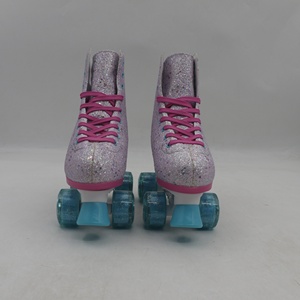 Patins pour femmes et hommes Haut Haut <span class=keywords><strong>Noir</strong></span> <span class=keywords><strong>Cuir</strong></span> Spécial Classique Double Rangée Extérieur Intérieur Quad Patins et Roller Derby - Product Image 2