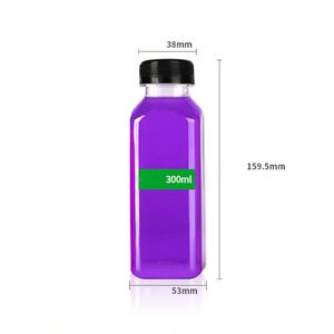 Bouteille de jus en plastique transparente personnalisée en gros, 10 oz, 12 oz, 14 oz, gobelet en plastique PET carré pour boissons avec couvercle - Product Image 4