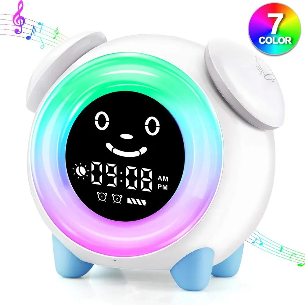 Pig sleep trainer brand new Internal battery Adjustable Brightness 7 Color Night Light Kids Alarm Clock